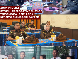 Jaksa Agung RI melalui Direktur Tindak Pidana Terhadap Orang dan Harta Benda pada Jaksa Agung Muda Tindak Pidana Umum Agnes Triani, S.H., M.H menyetujui permohonan penghentian penuntutan berdasarkan keadilan restoratif Tersangka AAK dari Kejaksaan Negeri Fakfak
