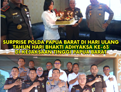 Kapolda Papua Barat memberikan kejutan kepada Kejati Papua Barat dalam rangka Hari Bhakti Adhyaksa ke-63 Tahun.
