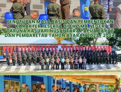 Koordinator Bidang Intelijen Raden Arie Wijaya Kawedhar, S.H mengikuti Penutupan Masa Basis dan Pembentukan Karakter Peserta Didik SMA Negeri Taruna Kasuari Nusantara Papua Barat dan Pembaretan Tahun Pelajaran 2023 / 2024.