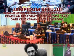 aksa Agung RI melalui Plh. JAM Pidum, Dr. Asri Agung Putra, S.H, M.H menyetujui permohonan penghentian penuntutan berdasarkan keadilan restoratif Tersangka France Yarangga Siwana dari Kejaksaan Negeri Sorong