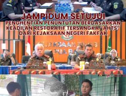 Jaksa Agung RI melalui Plh. JAM Pidum, Dr. Asri Agung Putra, S.H, M.H menyetujui permohonan penghentian penuntutan berdasarkan keadilan restoratif Tersangka Arfan Hidayat Tjan Samay dari Kejaksaan Negeri Fakfak