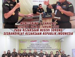 Kajati Papua Barat dampingi Sesbandiklat Kejaksaan RI Dr. Jaya Kesuma, S.H., M.Hum dalam rangka Monitoring dan Evaluasi Peserta Pendidikan dan Pelatihan Tahun 2022 di Kejaksaan Negeri Sorong