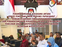 Kajati Papua Barat llaksanakan MoU dengan KPU Papua Barat dalam rangka menyukseskan Pemilu dan Pilkada serentak Tahun 2024
