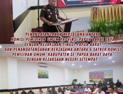 Kajati Papua Barat laksanakan MoU dengan KPU Papua Barat Daya tentang Pelaksanaan Tugas dan Fungsi dalam rangka Penyelenggaraan Pemilu dan Pilkada serentak Tahun 2024