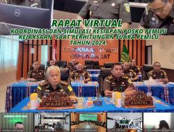 Kajati Papua Barat hadiri Rapat Virtual Koordinasi dan Simulasi Kesiapan Posko Pemilu Kejaksaan saat Perhitungan Suara Pemilu Tahun 2024