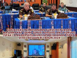 Kajati Papua Barat mengikuti Rapat Sosialisasi Pelaksanaaan Survei Kepuasan Masyarakat (SKM), Survei Persepsi Anti Korupsi (SPAK), dan Persepsi Kualitas Pelayanan (SPKP) di Kejaksaan RI Tahun 2024 secara Virtual.