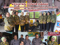 Kegiatan Donor Darah Kejaksaan Tinggi Papua Barat Dalam Rangka HBA Ke- 64 dan HUT XXIV IAD