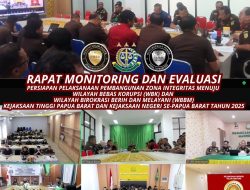 RAPAT MONITORING DAN EVALUASI PERSIAPAN PELAKSANAAN PEMBANGUNAN ZONA INTEGRITAS MENUJU WILAYAH BEBAS DARI KORUPSI (WBK) DAN WILAYAH BIROKRASI BERSIH DAN MELAYANI (WBBM)