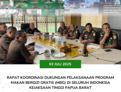 Kajati Papua Barat didampingi Asintel dan Jajaran mengikuti Zoom Kegiatan Rapat Koordinasi Dukungan Pelaksanaan Program Makan Bergizi Gratis (MBG) di Seluruh Indonesia