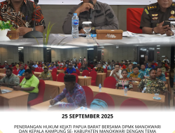 Penerangan Hukum Kejati Papua Barat dengan tema Jaksa Garda Desa Bersama DPMK dan Kepala Kampung Se- Kabupaten Manokwari