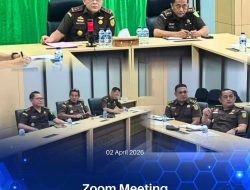 Kajati didampingi Aspema, Koordinator dan Para Kasi Bidang Pidsus Mengikuti Zoom Bersama Jampidsus