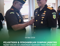 Kajati Papua Barat Lantik Bapak Freddy D Simandjuntak sebagai Wakajati Papua Barat